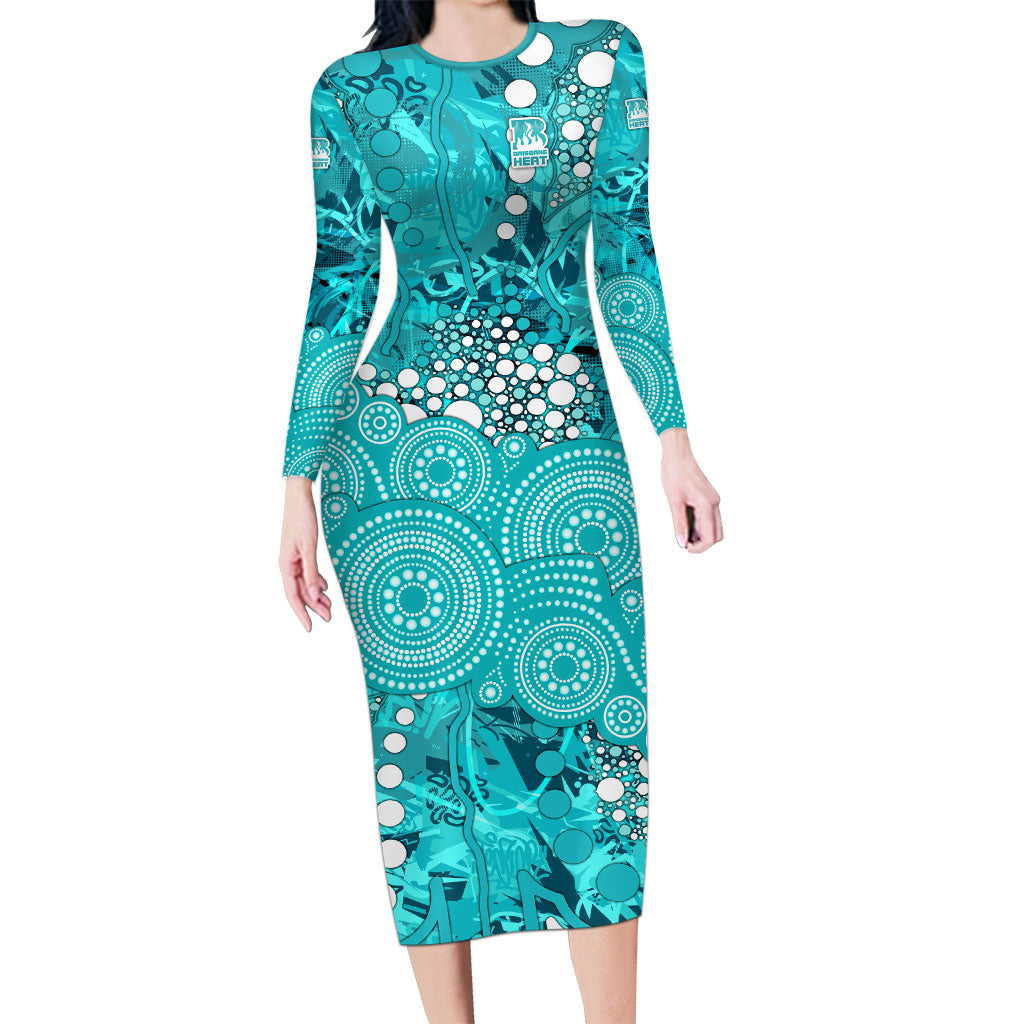 Brisbane Heat Long Sleeve Bodycon Dress Graffiti Urban Aboriginal Dot Abstract Design