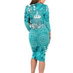 Brisbane Heat Long Sleeve Bodycon Dress Graffiti Urban Aboriginal Dot Abstract Design