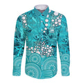Brisbane Heat Long Sleeve Button Shirt Graffiti Urban Aboriginal Dot Abstract Design