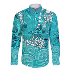 Brisbane Heat Long Sleeve Button Shirt Graffiti Urban Aboriginal Dot Abstract Design