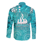 Brisbane Heat Long Sleeve Button Shirt Graffiti Urban Aboriginal Dot Abstract Design