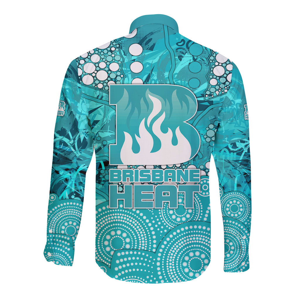 Brisbane Heat Long Sleeve Button Shirt Graffiti Urban Aboriginal Dot Abstract Design