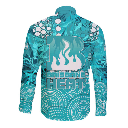 Brisbane Heat Long Sleeve Button Shirt Graffiti Urban Aboriginal Dot Abstract Design