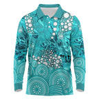 Brisbane Heat Long Sleeve Polo Shirt Graffiti Urban Aboriginal Dot Abstract Design