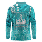 Brisbane Heat Long Sleeve Polo Shirt Graffiti Urban Aboriginal Dot Abstract Design