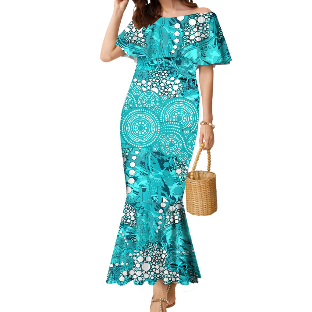 Brisbane Heat Mermaid Dress Graffiti Urban Aboriginal Dot Abstract Design