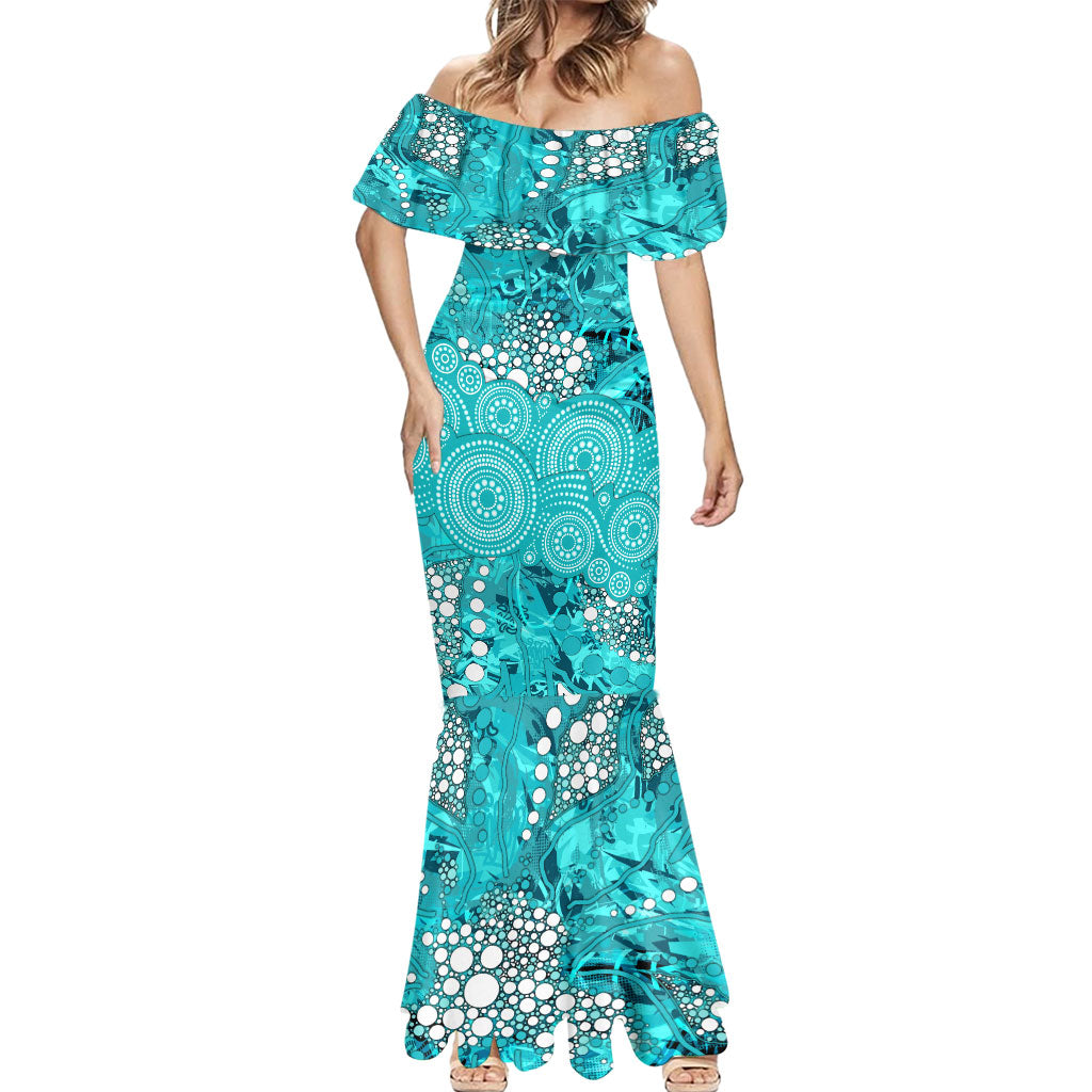 Brisbane Heat Mermaid Dress Graffiti Urban Aboriginal Dot Abstract Design