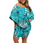 Brisbane Heat Off Shoulder Short Dress Graffiti Urban Aboriginal Dot Abstract Design