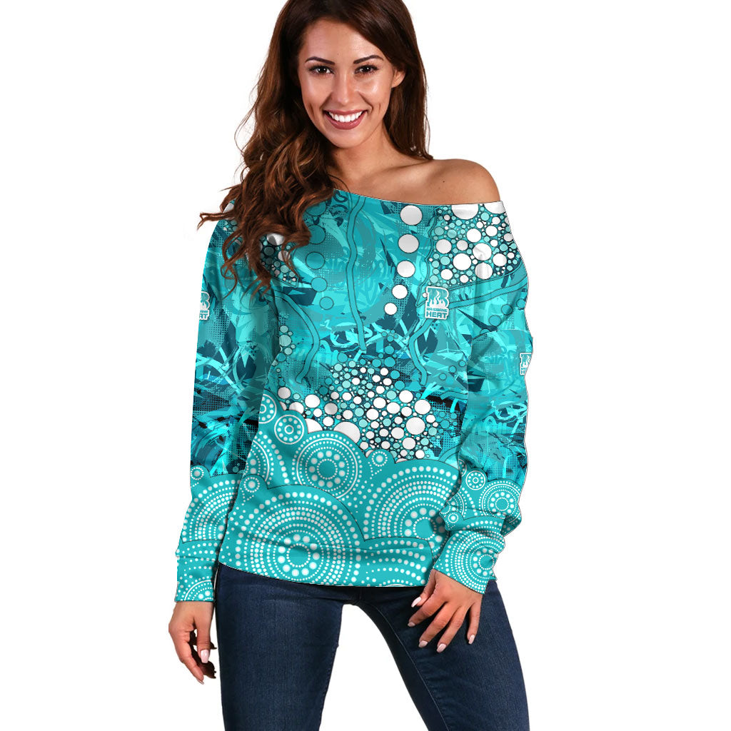 Brisbane Heat Off Shoulder Sweater Graffiti Urban Aboriginal Dot Abstract Design