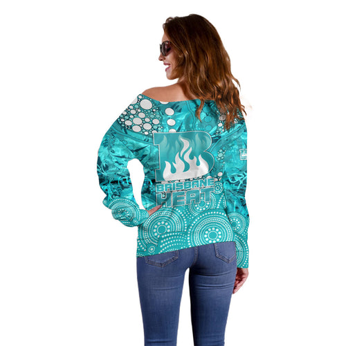 Brisbane Heat Off Shoulder Sweater Graffiti Urban Aboriginal Dot Abstract Design