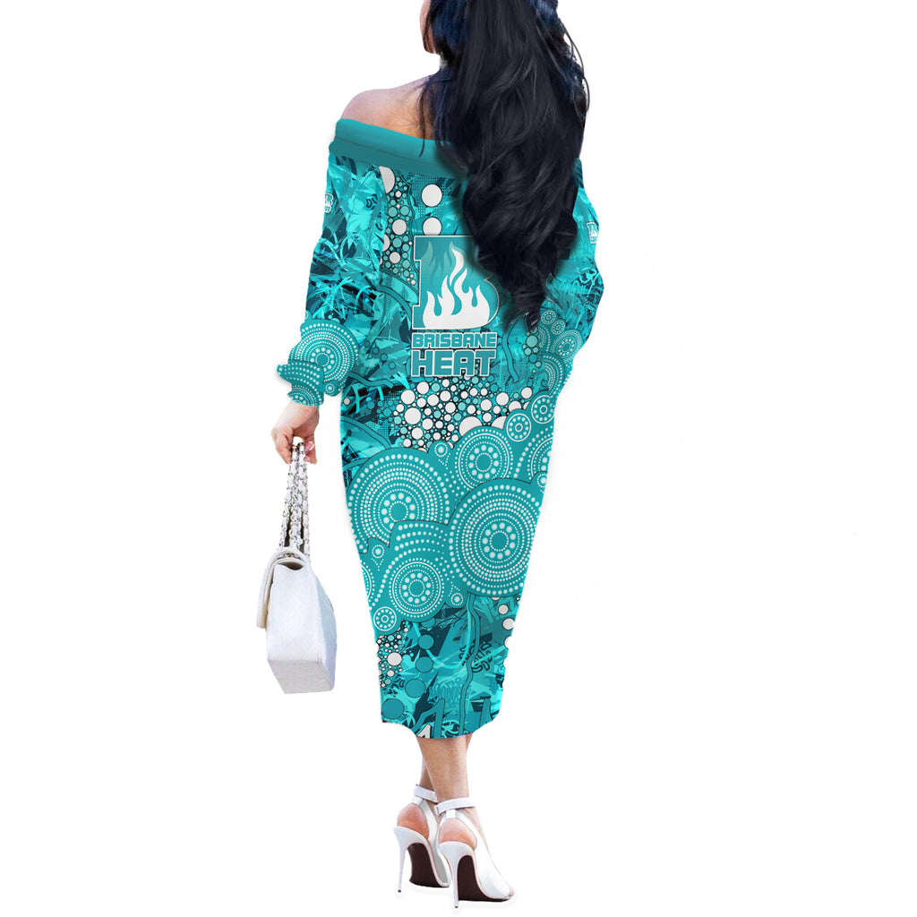 Brisbane Heat Off The Shoulder Long Sleeve Dress Graffiti Urban Aboriginal Dot Abstract Design