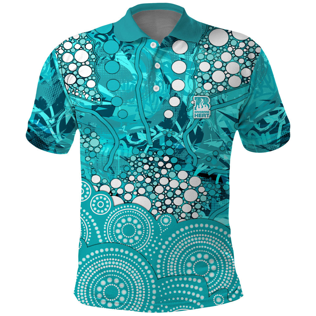 Brisbane Heat Polo Shirt Graffiti Urban Aboriginal Dot Abstract Design