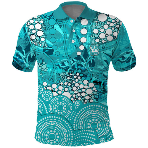 Brisbane Heat Polo Shirt Graffiti Urban Aboriginal Dot Abstract Design