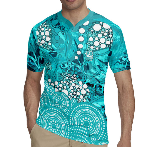 Brisbane Heat Rugby Jersey Graffiti Urban Aboriginal Dot Abstract Design