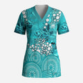 Brisbane Heat Scrub Top Graffiti Urban Aboriginal Dot Abstract Design