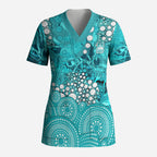 Brisbane Heat Scrub Top Graffiti Urban Aboriginal Dot Abstract Design