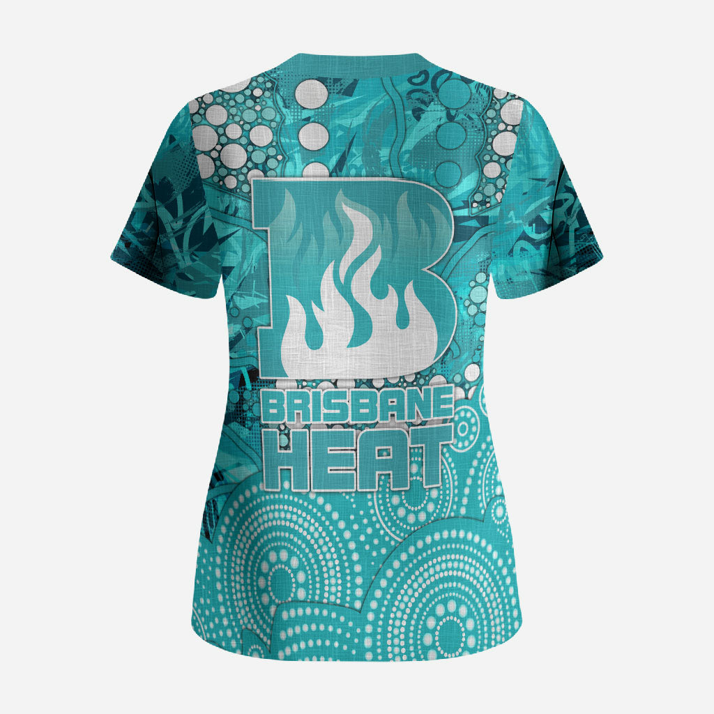 Brisbane Heat Scrub Top Graffiti Urban Aboriginal Dot Abstract Design
