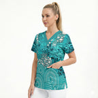Brisbane Heat Scrub Top Graffiti Urban Aboriginal Dot Abstract Design