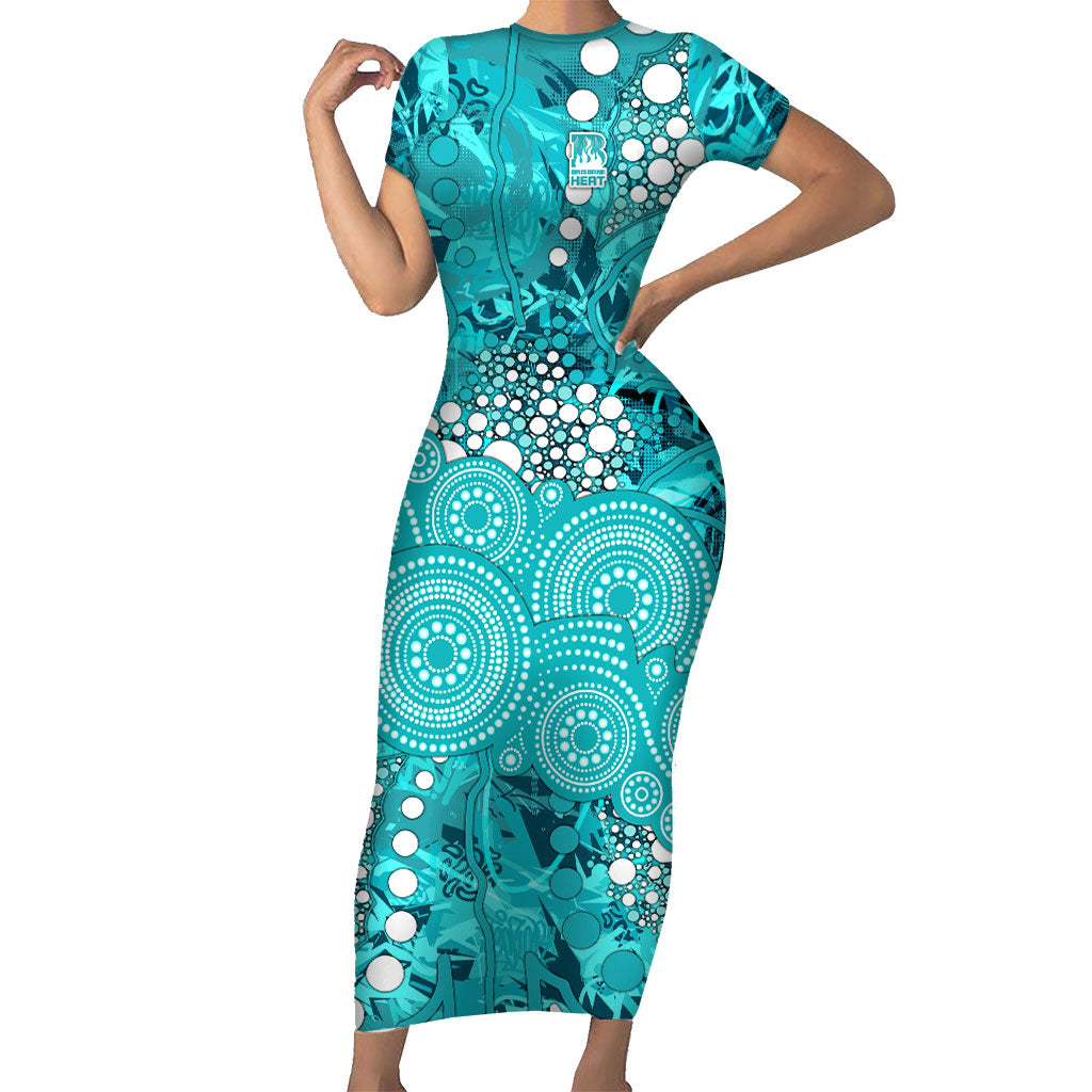 Brisbane Heat Short Sleeve Bodycon Dress Graffiti Urban Aboriginal Dot Abstract Design