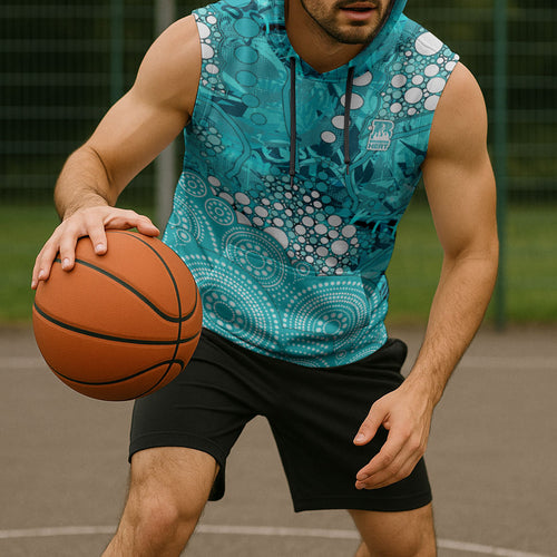 Brisbane Heat Sleeveless Hoodie Graffiti Urban Aboriginal Dot Abstract Design