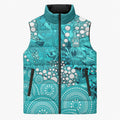 Brisbane Heat Sleeveless Puffer Jacket Graffiti Urban Aboriginal Dot Abstract Design