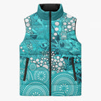 Brisbane Heat Sleeveless Puffer Jacket Graffiti Urban Aboriginal Dot Abstract Design