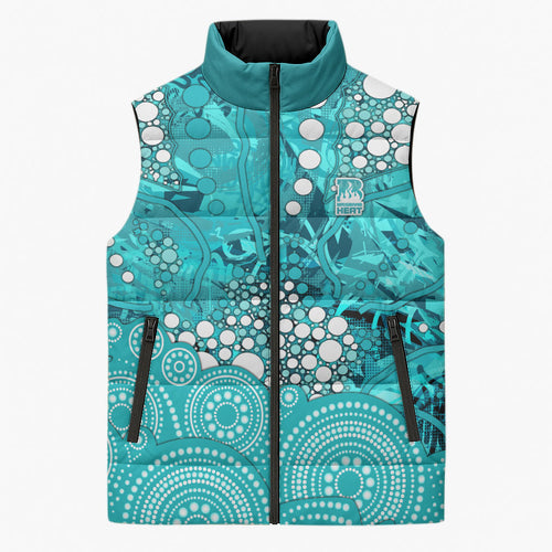Brisbane Heat Sleeveless Puffer Jacket Graffiti Urban Aboriginal Dot Abstract Design