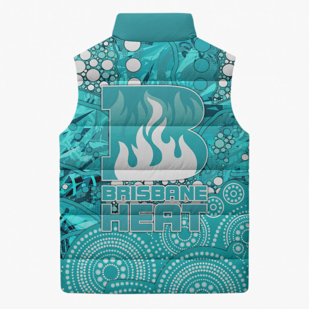 Brisbane Heat Sleeveless Puffer Jacket Graffiti Urban Aboriginal Dot Abstract Design