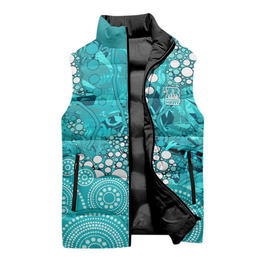 Brisbane Heat Sleeveless Puffer Jacket Graffiti Urban Aboriginal Dot Abstract Design