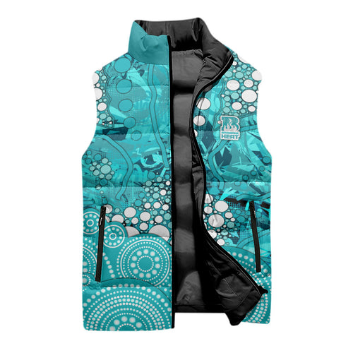 Brisbane Heat Sleeveless Puffer Jacket Graffiti Urban Aboriginal Dot Abstract Design
