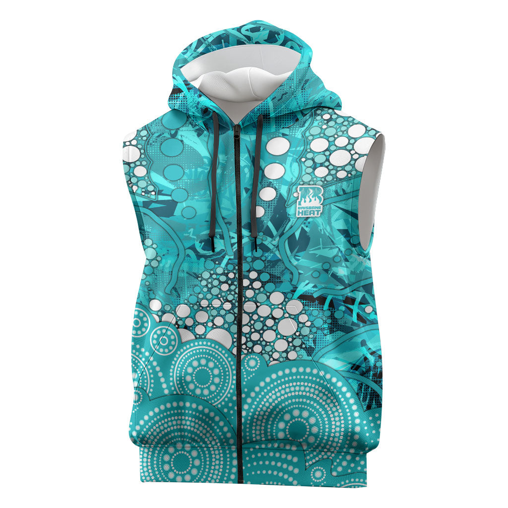 Brisbane Heat Sleeveless Zip Hoodie Graffiti Urban Aboriginal Dot Abstract Design