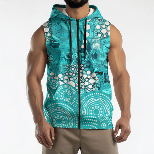 Brisbane Heat Sleeveless Zip Hoodie Graffiti Urban Aboriginal Dot Abstract Design