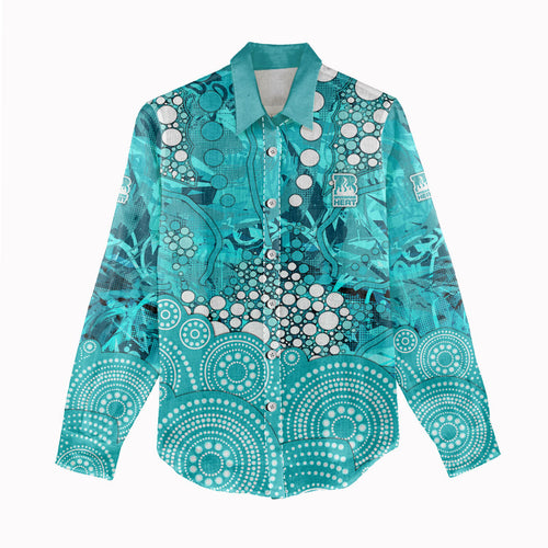 Brisbane Heat Women Casual Shirt Graffiti Urban Aboriginal Dot Abstract Design
