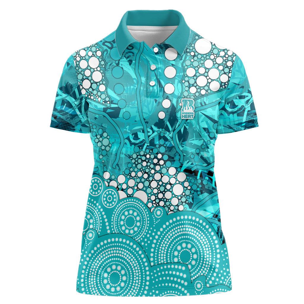 Brisbane Heat Women Polo Shirt Graffiti Urban Aboriginal Dot Abstract Design