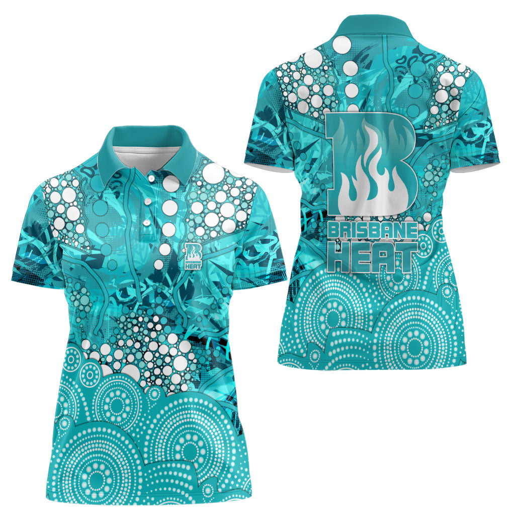 Brisbane Heat Women Polo Shirt Graffiti Urban Aboriginal Dot Abstract Design
