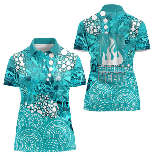 Brisbane Heat Women Polo Shirt Graffiti Urban Aboriginal Dot Abstract Design