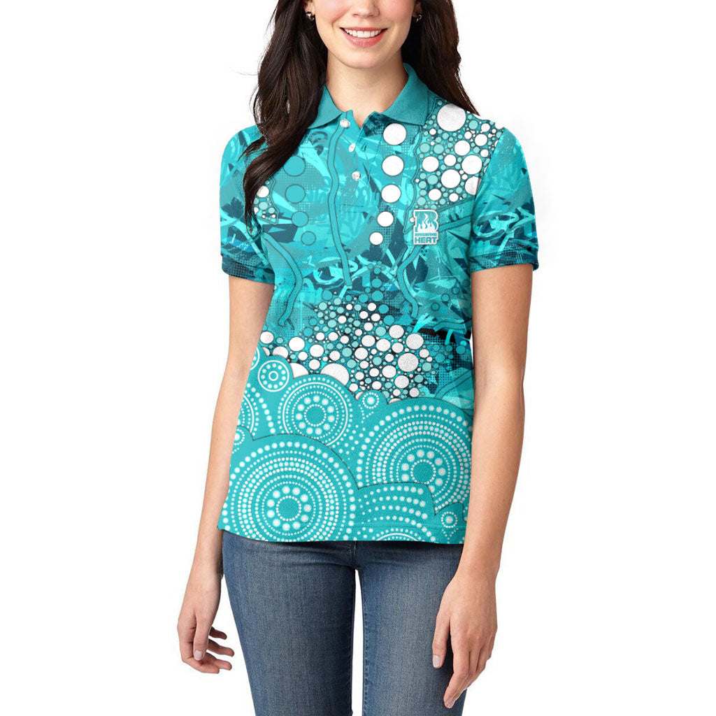 Brisbane Heat Women Polo Shirt Graffiti Urban Aboriginal Dot Abstract Design