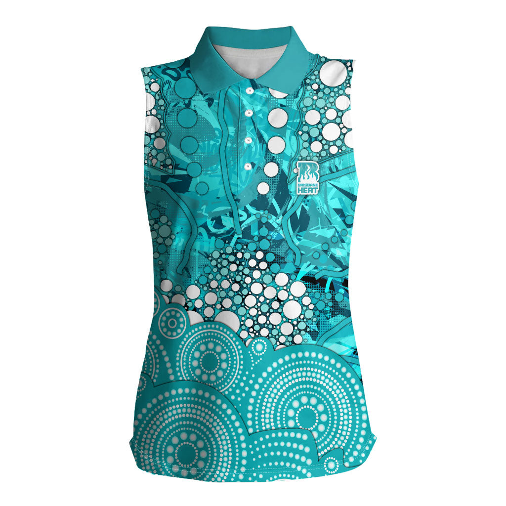 Brisbane Heat Women Sleeveless Polo Shirt Graffiti Urban Aboriginal Dot Abstract Design