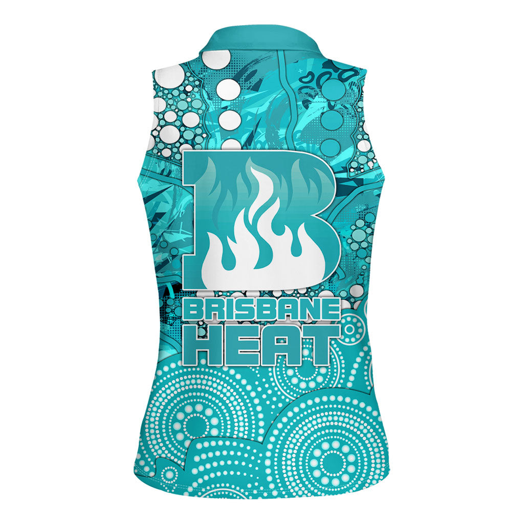 Brisbane Heat Women Sleeveless Polo Shirt Graffiti Urban Aboriginal Dot Abstract Design