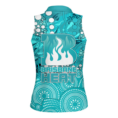 Brisbane Heat Women Sleeveless Polo Shirt Graffiti Urban Aboriginal Dot Abstract Design