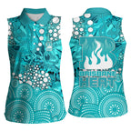 Brisbane Heat Women Sleeveless Polo Shirt Graffiti Urban Aboriginal Dot Abstract Design