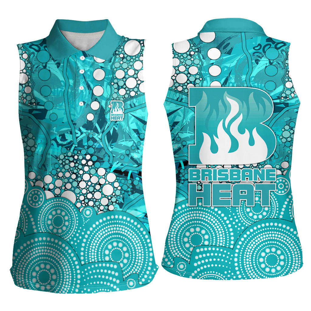 Brisbane Heat Women Sleeveless Polo Shirt Graffiti Urban Aboriginal Dot Abstract Design