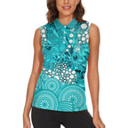 Brisbane Heat Women Sleeveless Polo Shirt Graffiti Urban Aboriginal Dot Abstract Design