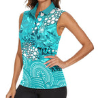 Brisbane Heat Women Sleeveless Polo Shirt Graffiti Urban Aboriginal Dot Abstract Design