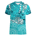 Brisbane Heat Women V-Neck T-Shirt Graffiti Urban Aboriginal Dot Abstract Design