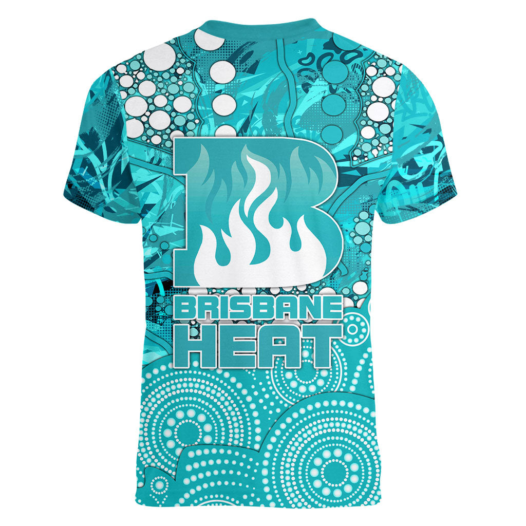 Brisbane Heat Women V-Neck T-Shirt Graffiti Urban Aboriginal Dot Abstract Design