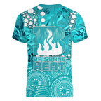 Brisbane Heat Women V-Neck T-Shirt Graffiti Urban Aboriginal Dot Abstract Design