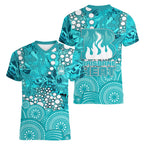 Brisbane Heat Women V-Neck T-Shirt Graffiti Urban Aboriginal Dot Abstract Design