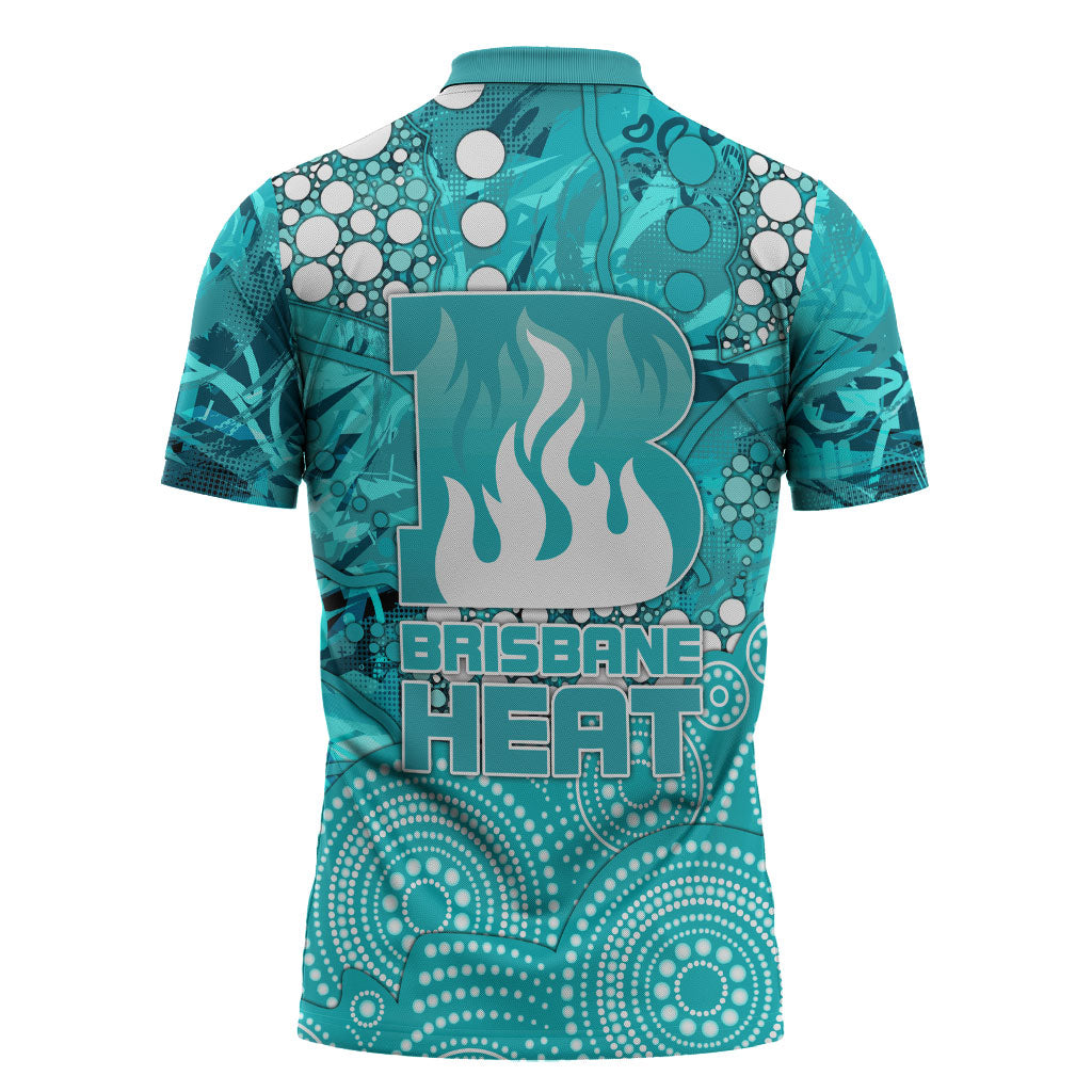 Brisbane Heat Zipper Polo Shirt Graffiti Urban Aboriginal Dot Abstract Design