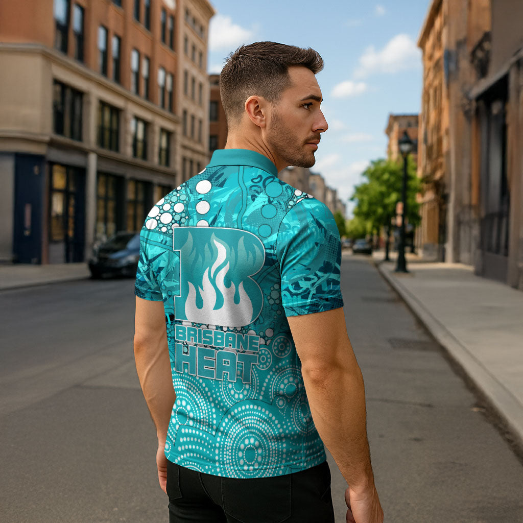 Brisbane Heat Zipper Polo Shirt Graffiti Urban Aboriginal Dot Abstract Design